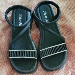 Chic Black Sandals with Rhinestone Accents